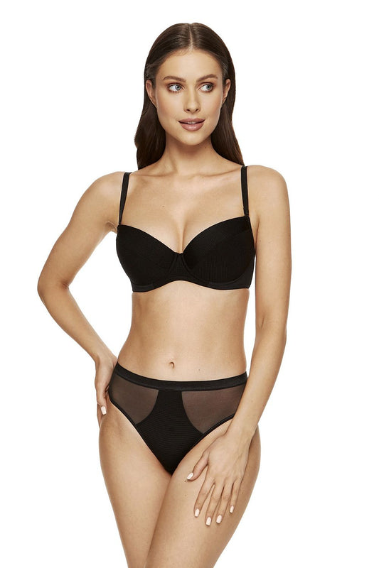 Don't Be Shy Push-Up Bra Black  The Cups Are Made Of Thin Corsetry Foam Coated On The Outside With Fabric In A Check Pattern The Inside Of Them Have Pockets The Inner Part Of The Cups Are Made Of Cotton The Back Of The Bra Is Tulle