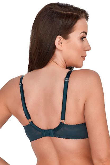 Exceptional Semi-Padded Turquoise Bra Cups Are Mesh Covered With Embroidery Back Is Smooth Knit Fabric