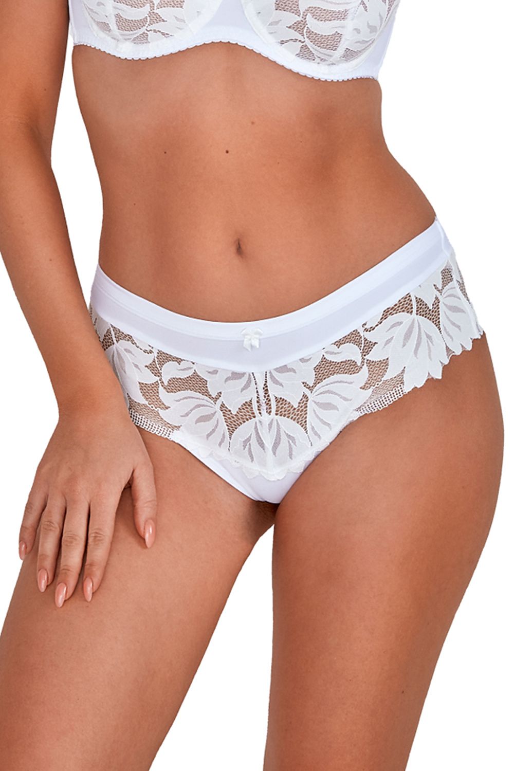 Fabulous Amazing White Brazilian Panties  Floral Lace And The Back Is An Insert Of Transparent Smooth Material