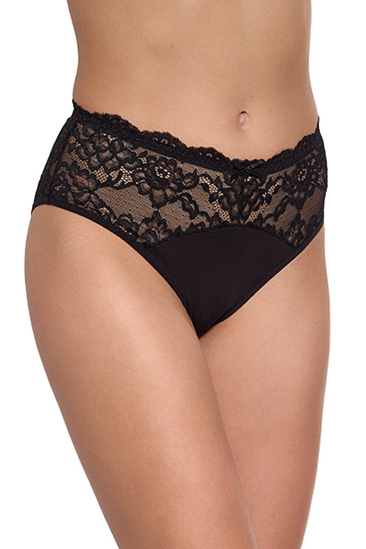 Black Classic Panties With Black Lace For Comfort