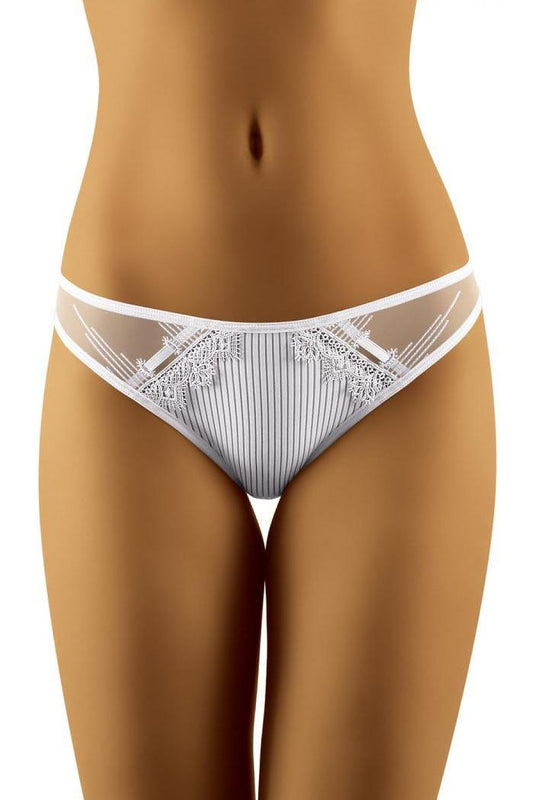 Subtle Smooth Tulle, Lace And Striped Knit Panties