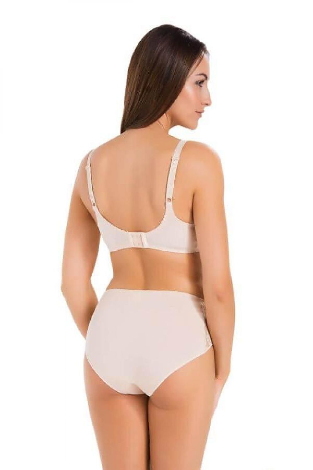 Comfortable Classic Soft Bra Beige With Underwire It Can Perfectly Fit Your Figure Top Of The Cups Has Elegant Floral Lace Gives It A Striking Look  Lifts And Shapes Your Bust It Masks The Figures Flaws Has A Bow Perfect For Everyday Use For Any Occasion