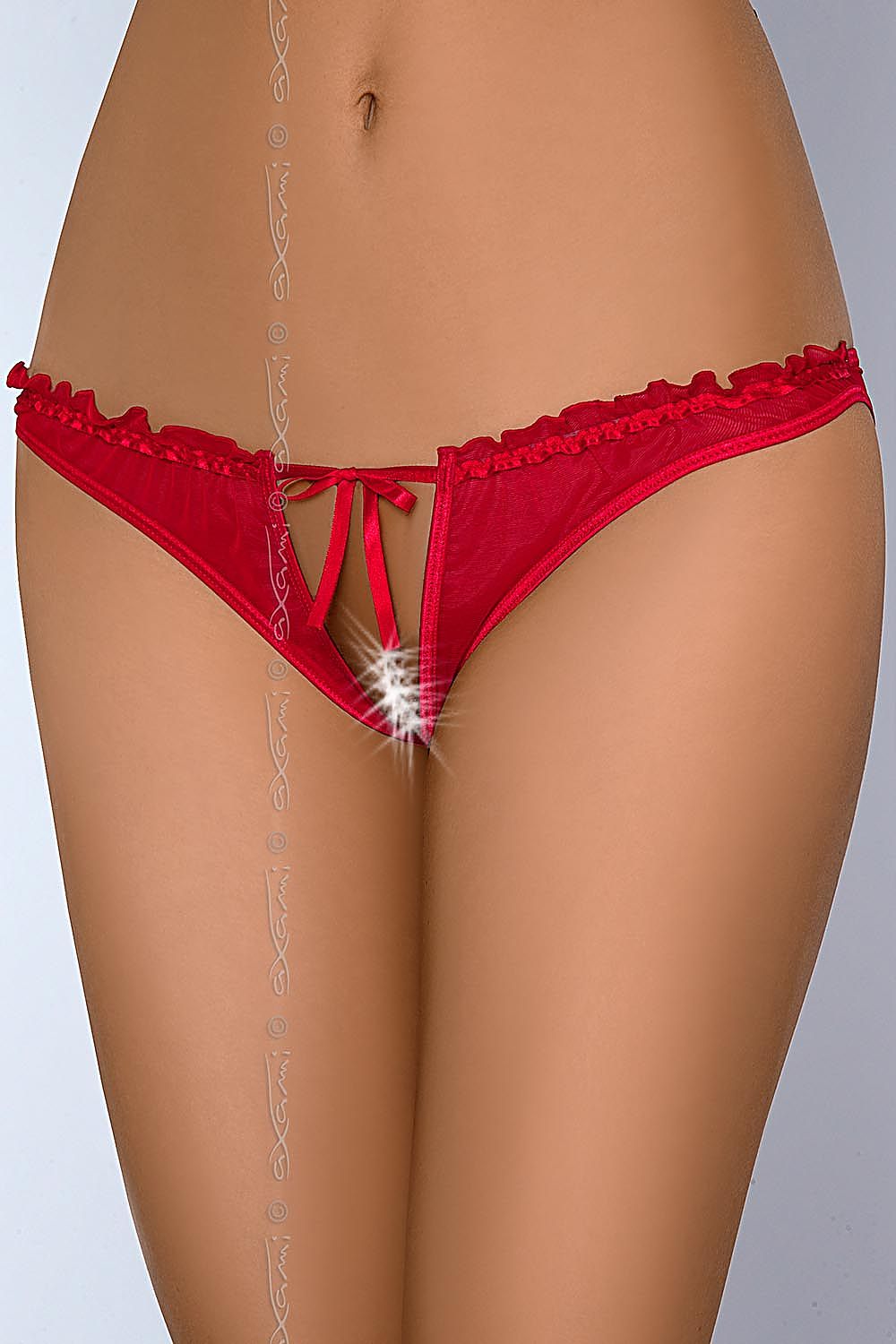 Red Bows Everywhere! Red Panties Cut-Out In Front & Straps In The Back