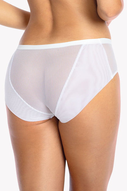 Cozy Sensational Panties 3 Colors Made Of Delicate Mesh And Striped Fabric Belt Decorated With A Satin Bow And Built-Up Cut On Hips