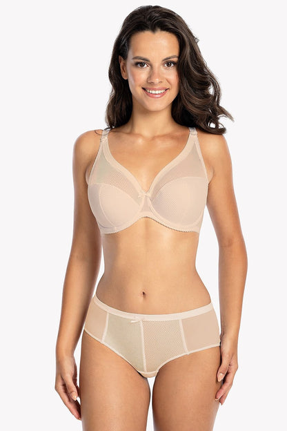 Cozy Sensational SemI-Padded Bra 2 Colors Cups Are Made Of Knitted Fabric With Stripes And A Extended To The Strap Top Line With Elastic Trim