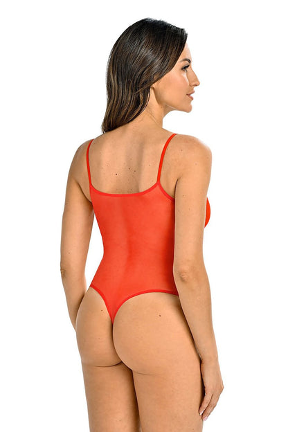 Tempting And Elegant Shapewear Bodysuit Delicate Transparent Mesh   4 Colors