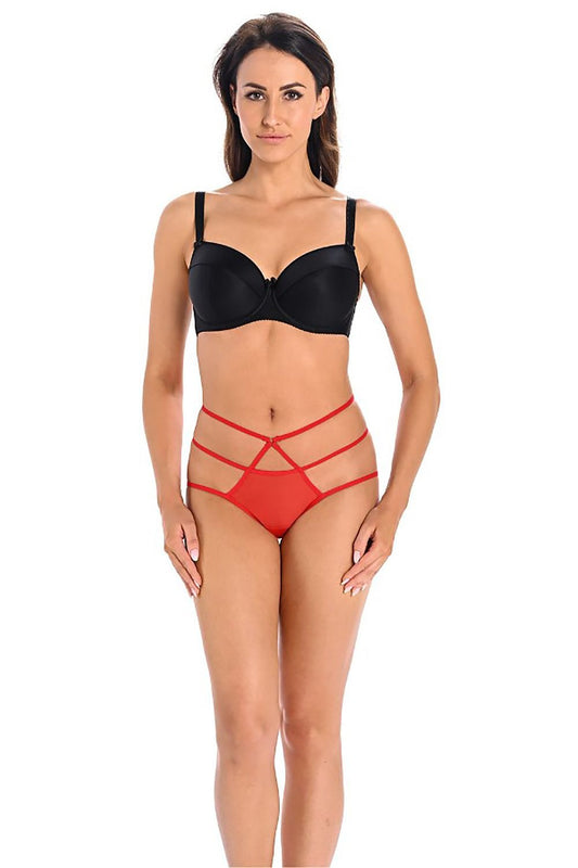 Striking And Very Sexy Erotic Black Or Red Panties With Thin Straps & Transparent Mesh With Very Fine Weave In Back  On Your Butt Is A Sightly Built-Up Triangle Of Mesh With A Small Triangle Of Thin Stripes  Straps Are Elastic & Perfectly Fit Your Figure